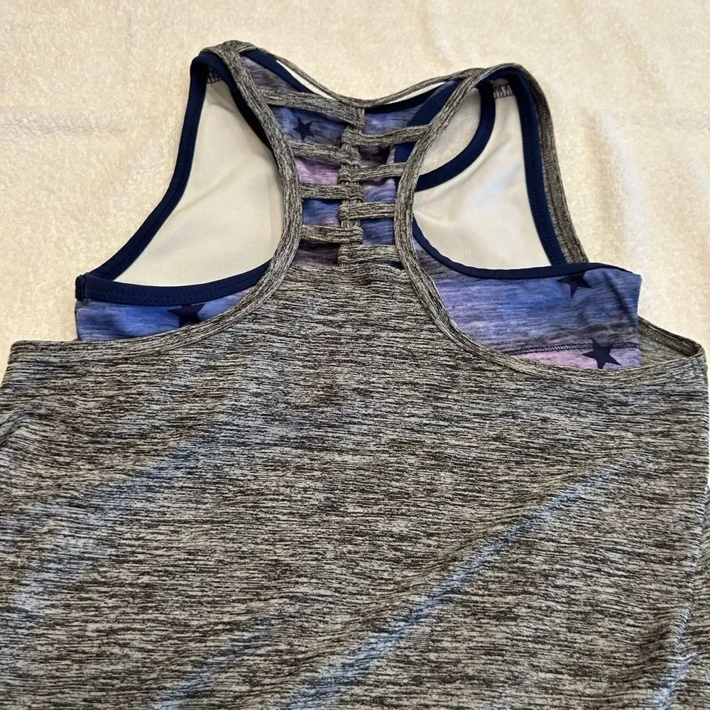 Justice Gray and Blue Athletic Tank Top